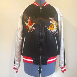 Topshop Reversible Satin Bomber Jacket